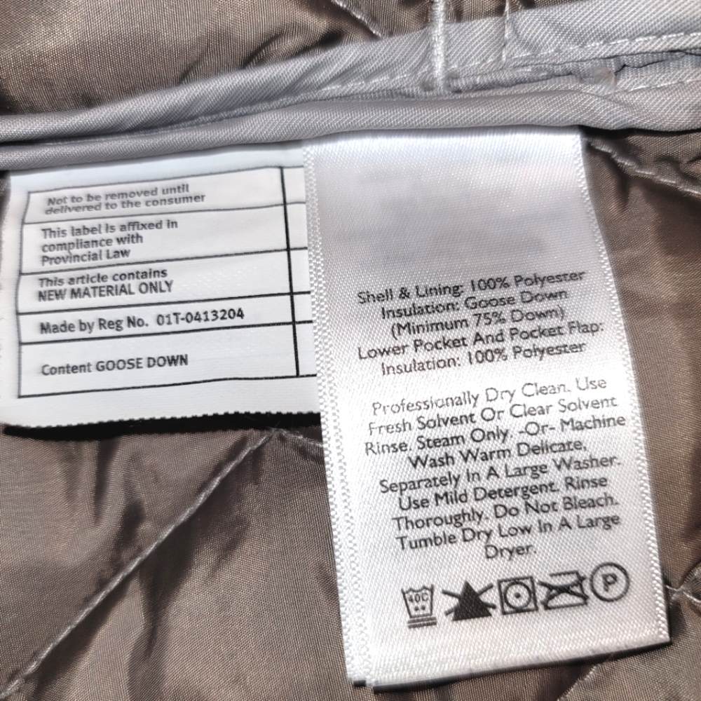 Eddie Bauer silver/gray quilted goose down Sz MT - Picture 11 of 16